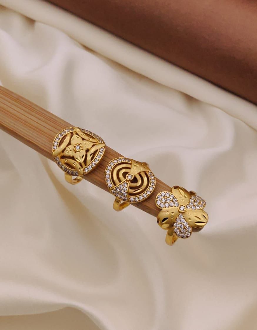 1 Gram forming Gold plating Daily wear Ring (3 Pic Combo) (Design 3)