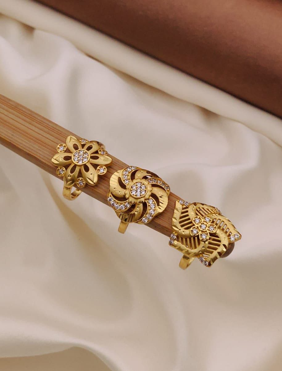 1 Gram forming Gold plating Daily wear Ring (3 Pic Combo) (Design 1)