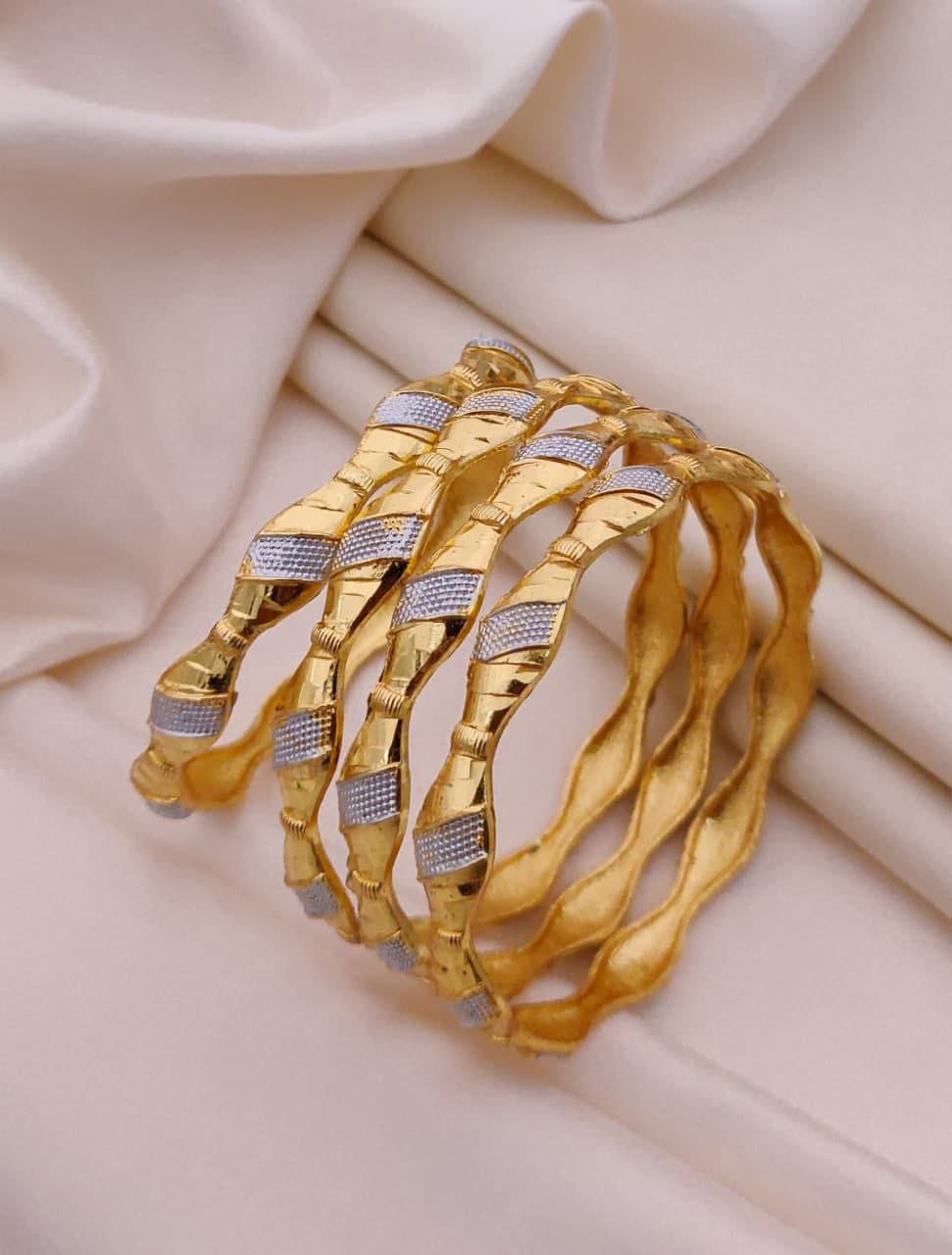 Fancy Silver Golden Kadli Bangle (4 pic)