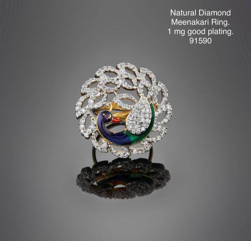 1 mg Gold Meenakari Ring With Diamond (Pack of 2)