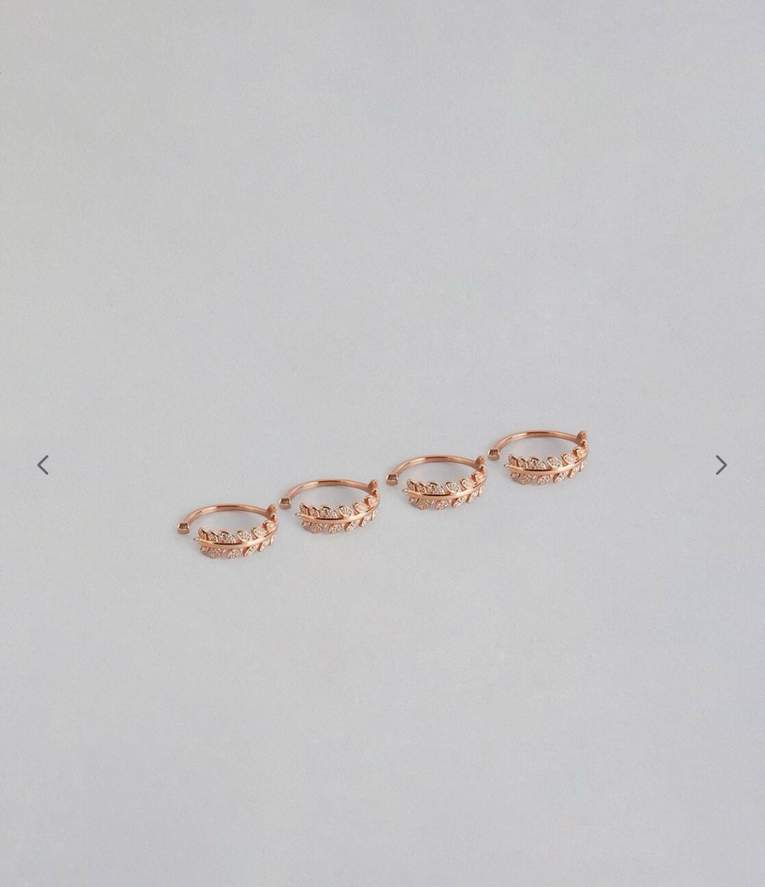 Silver Set of 4 Leaves Cubic Zirconia Toe Rings