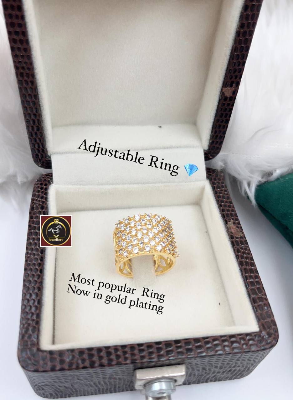 Brass Diamond Gold Plated Ring (Pack of 2)