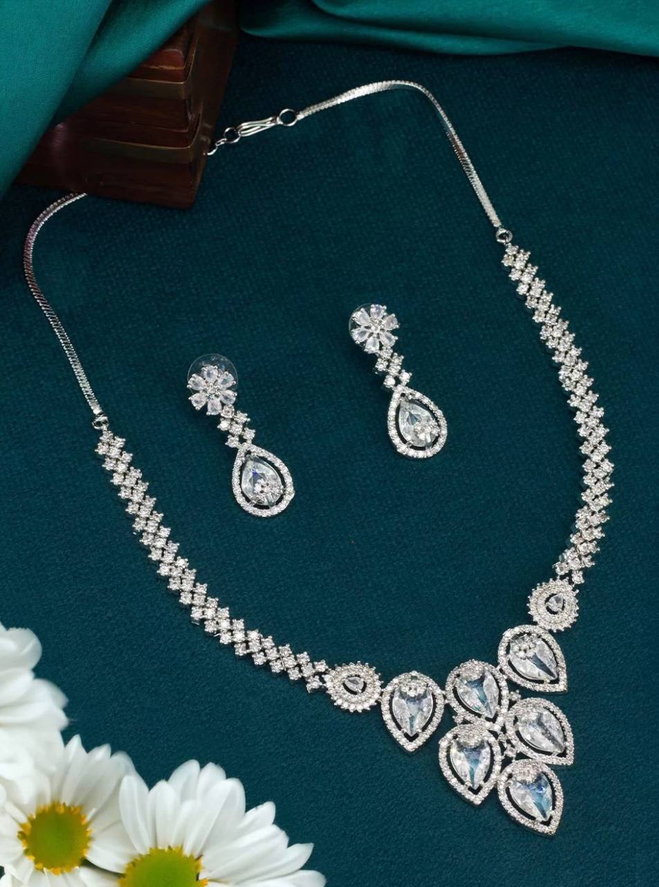 Diamond Necklace + Stud for beautiful lady