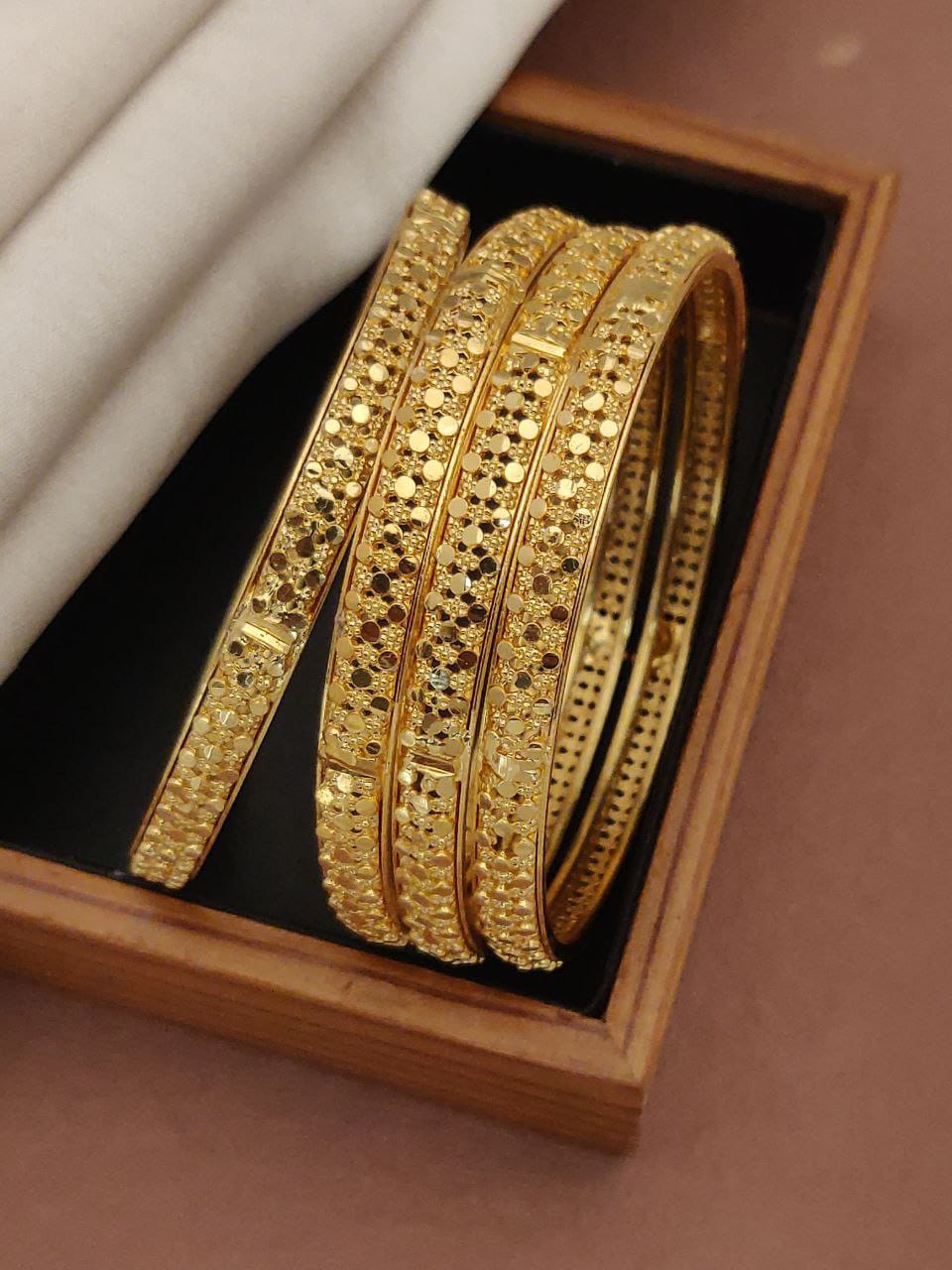 Silver And Golden Brass American Diamond Bangles (Pack of 4) (Design 10)