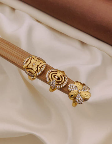 1 Gram forming Gold plating Daily wear Ring (3 Pic Combo) (Design 3)