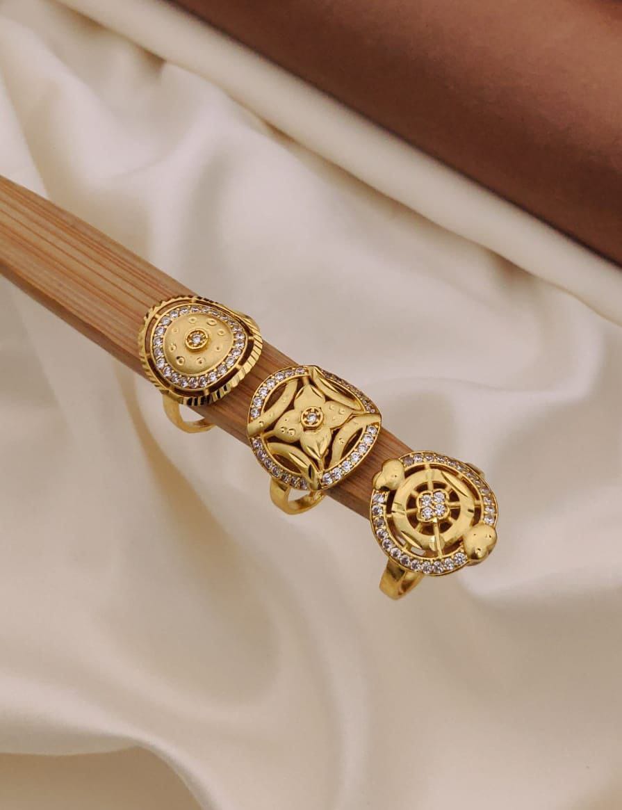 1 Gram forming Gold plating Daily wear Ring (3 Pic Combo) (Design 2)
