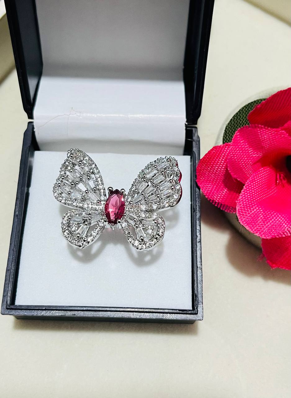Silver-Toned Butterfly Ring for beautiful lady (Pack of 2) (Any 2)