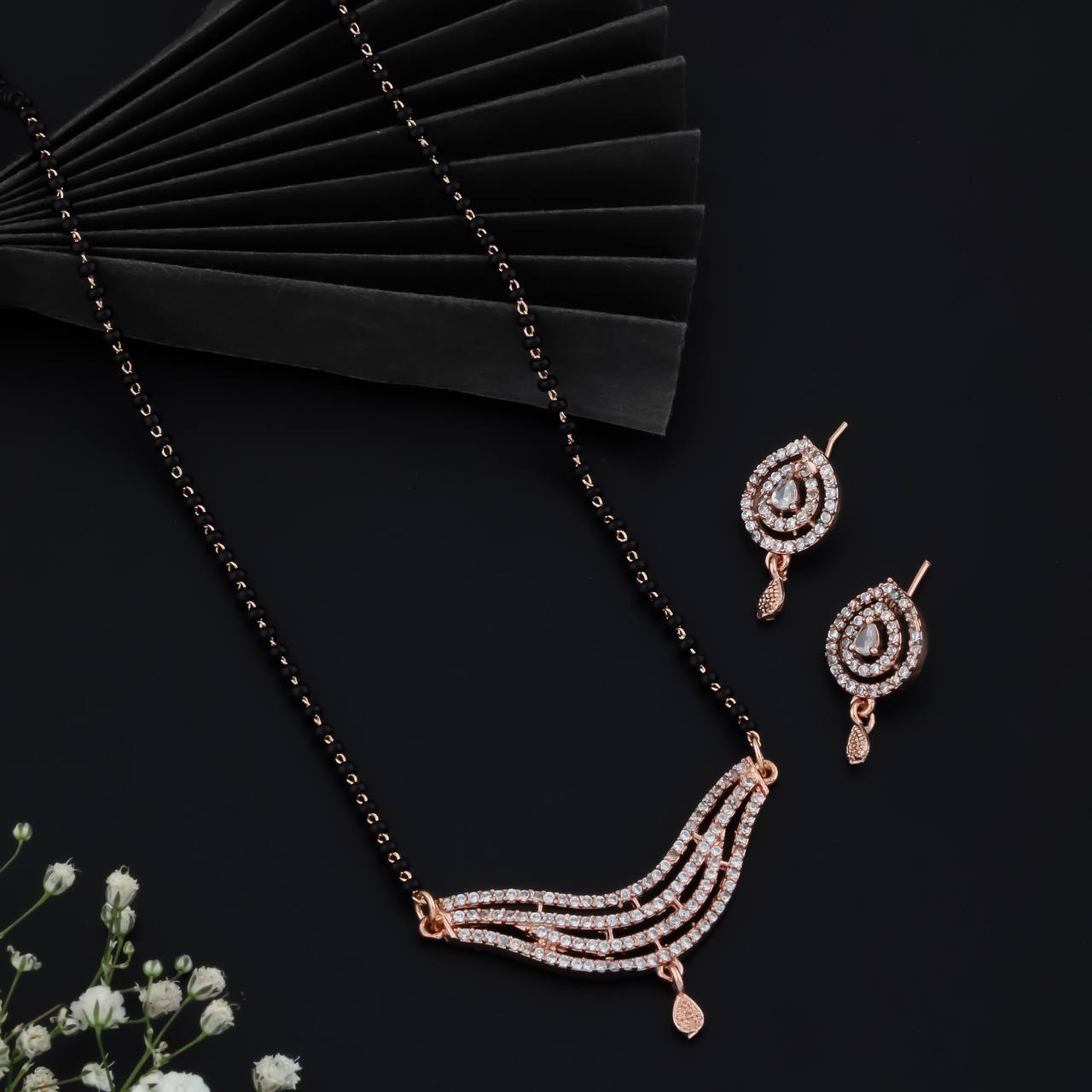 Crystal Mangalsutra + Stud (Design 2)