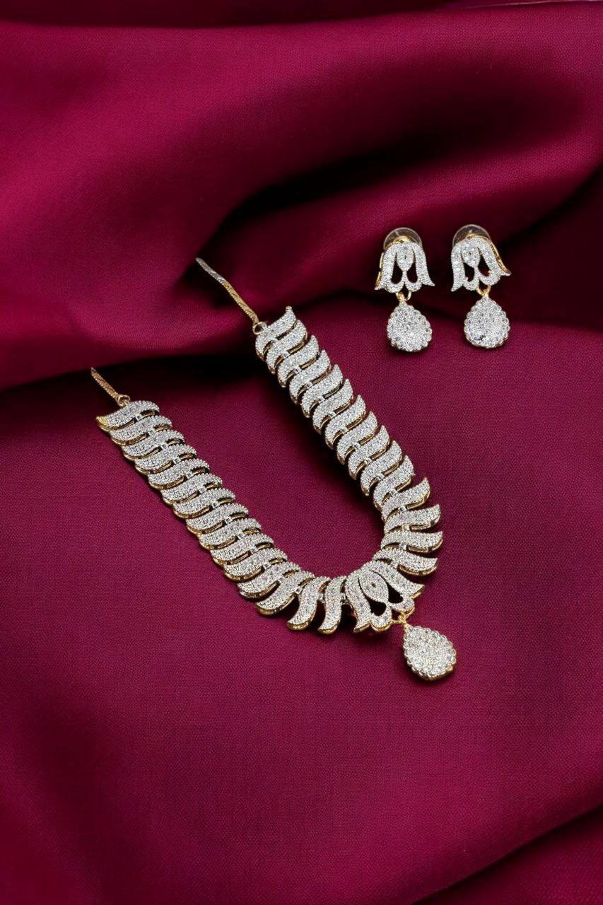JDX Gold Plated American Diamond necklace for women