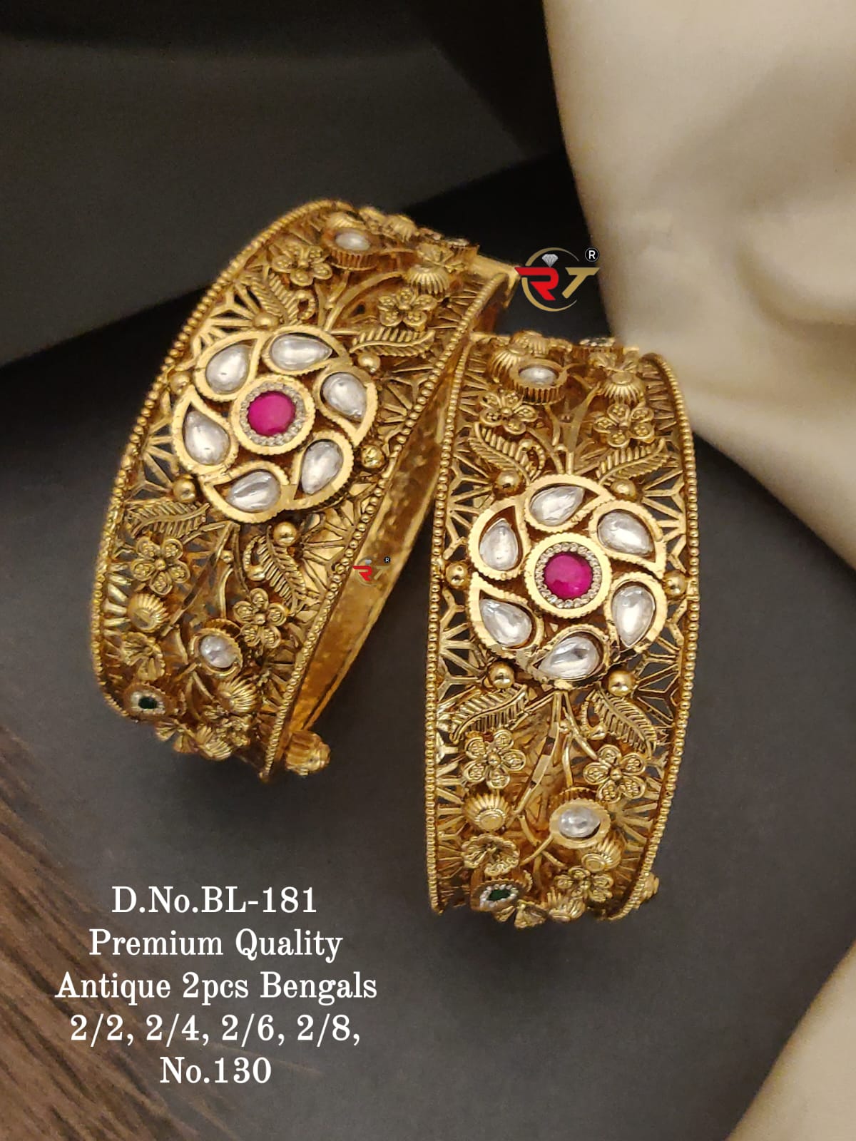 Party Wear Traditional 2 Piece Artificial Bangle Set (Design 5)