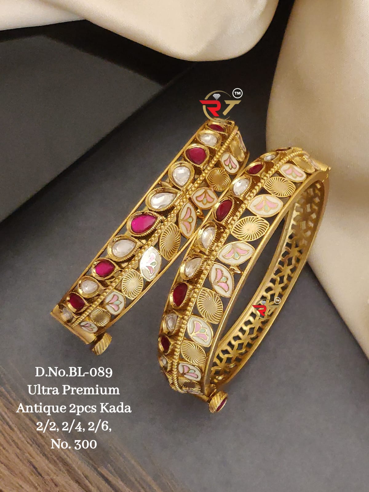 Party Wear Traditional 2 Piece Artificial Bangle Set (Design 7)