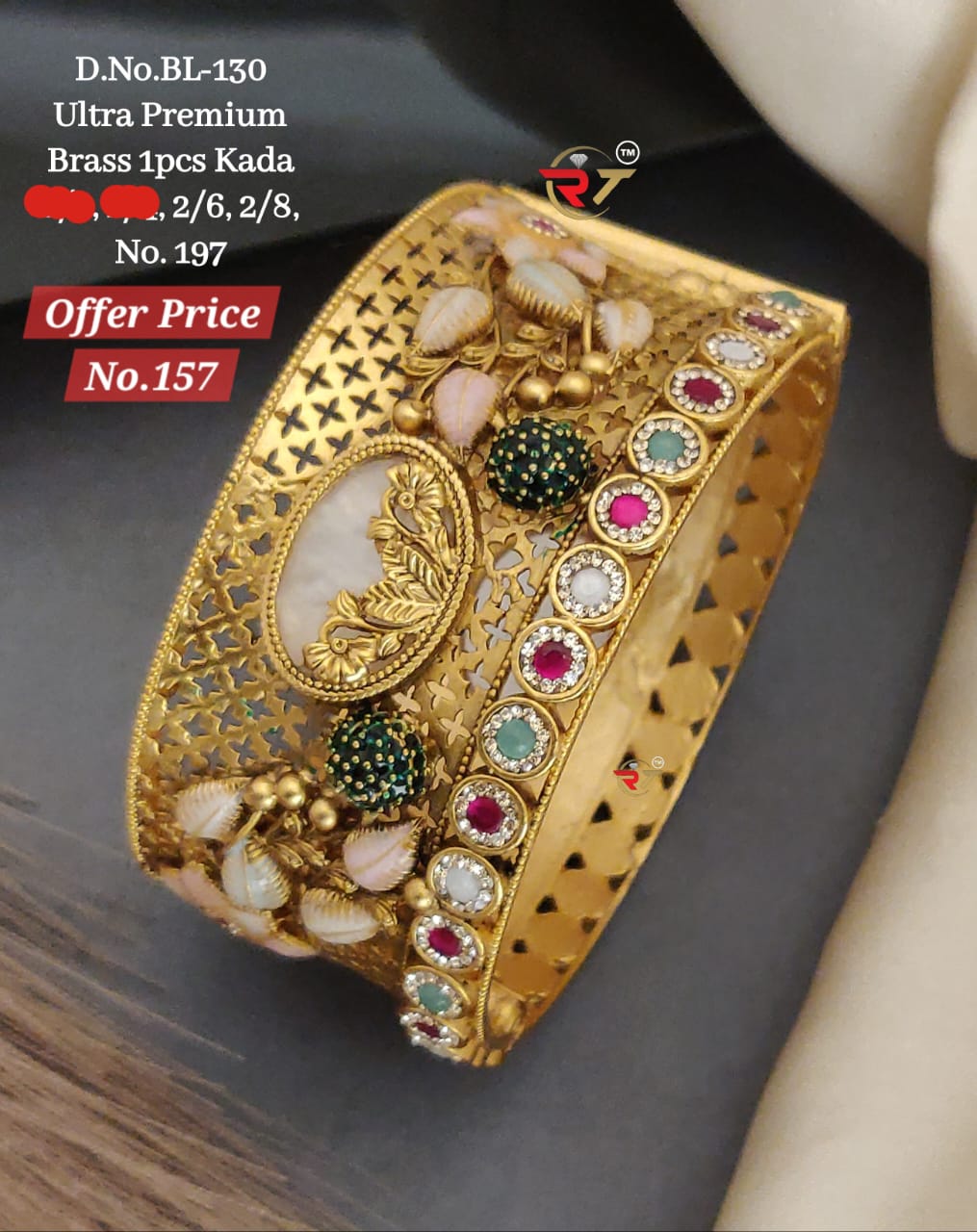 Party Wear Traditional 2 Piece Artificial Bangle Set (Design 8)