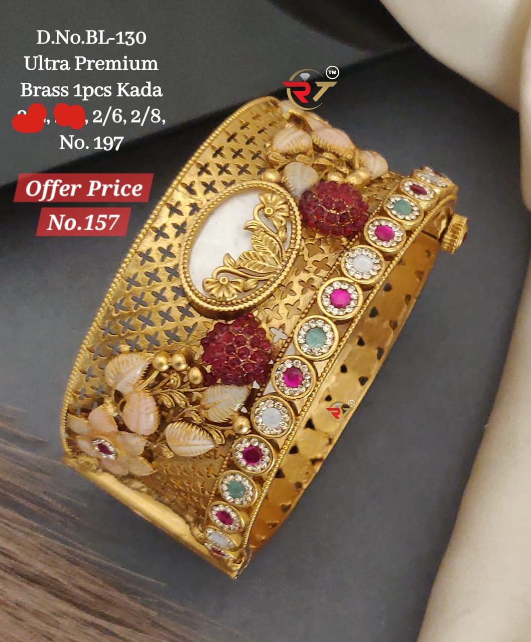 Party Wear Traditional 2 Piece Artificial Bangle Set (Design 9)