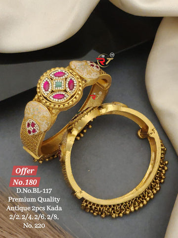Party Wear Traditional 2 Piece Artificial Bangle Set (Design 11)