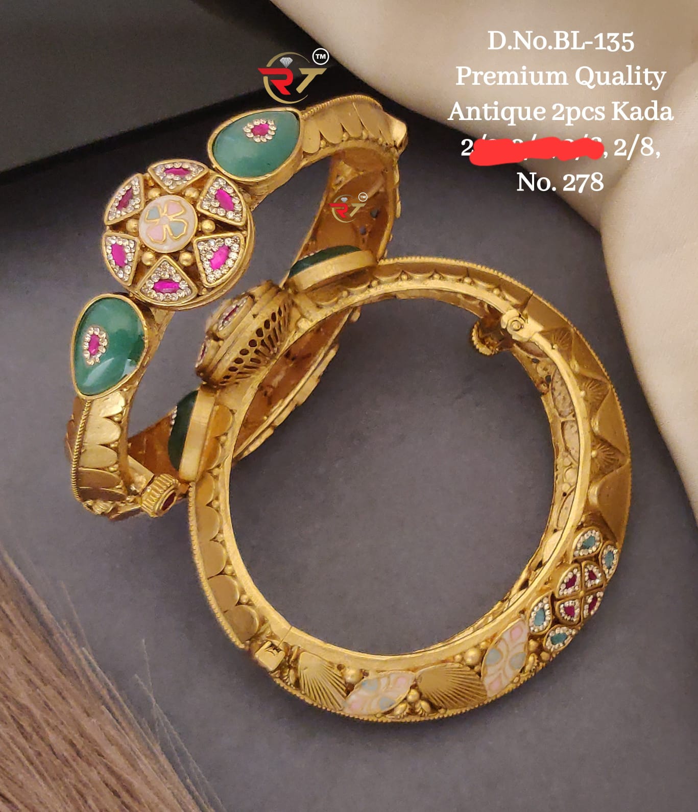 Party Wear Traditional 2 Piece Artificial Bangle Set (Design 12)