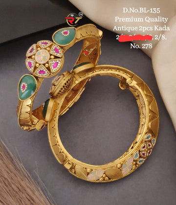 Party Wear Traditional 2 Piece Artificial Bangle Set (Design 12)