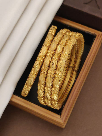 Silver And Golden Brass American Diamond Bangles (Pack of 4) (Design 6)