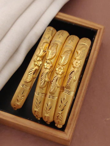 Silver And Golden Brass American Diamond Bangles (Pack of 4) (Design 9)